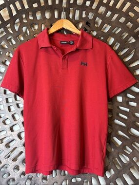 ❤️ Helly Hansen Deep Red Men’s Polo Shirt Small HH Logo Performance ❤️